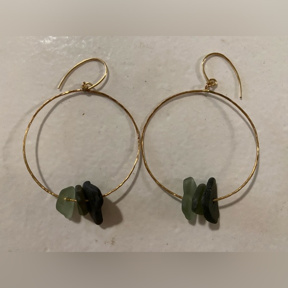 Triple Seaglass Hoop Earrings - Picture 1 of 4